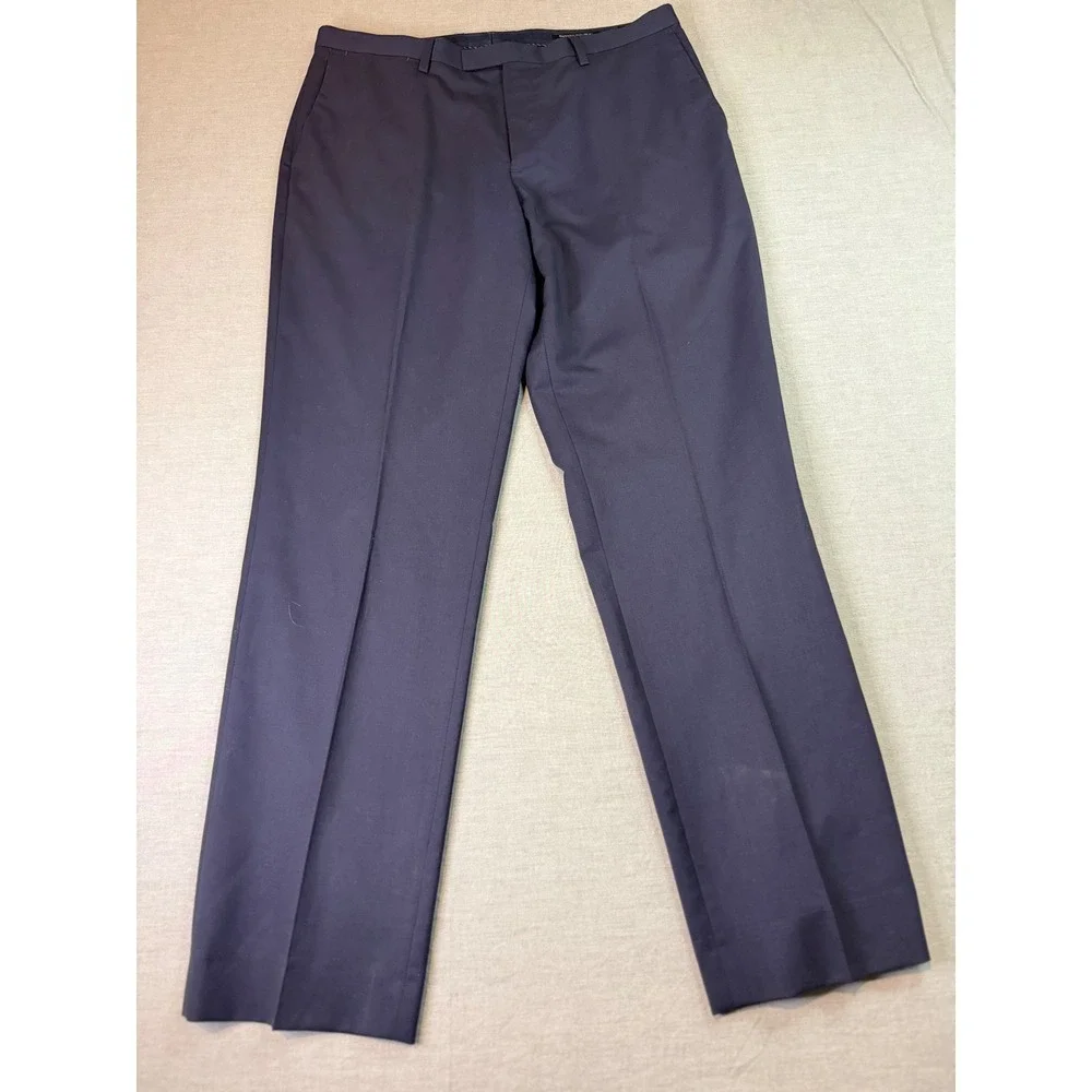 Banana Republic Dress Pants Mens 34x32 Navy Blue Good Marzotto Italian Wool Slim